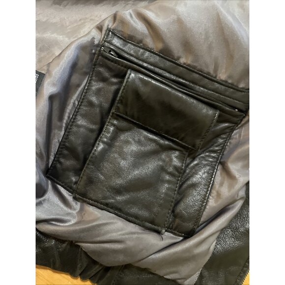 VTG Izod Leather Bomber Jacket Mens XL Dark Brown Lined interior pockets Zip - Picture 11 of 15